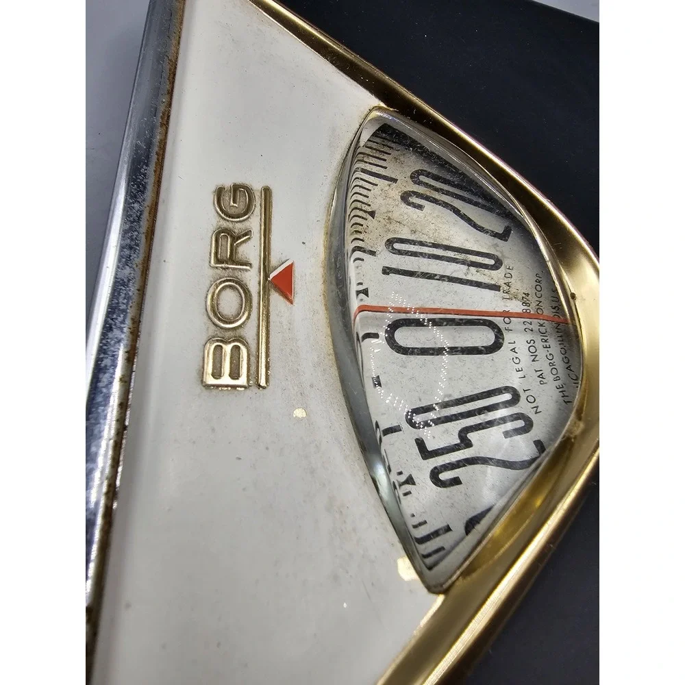 Vintage MCM Borg Flight Bathroom Scale Made In USA Black‎ Brass